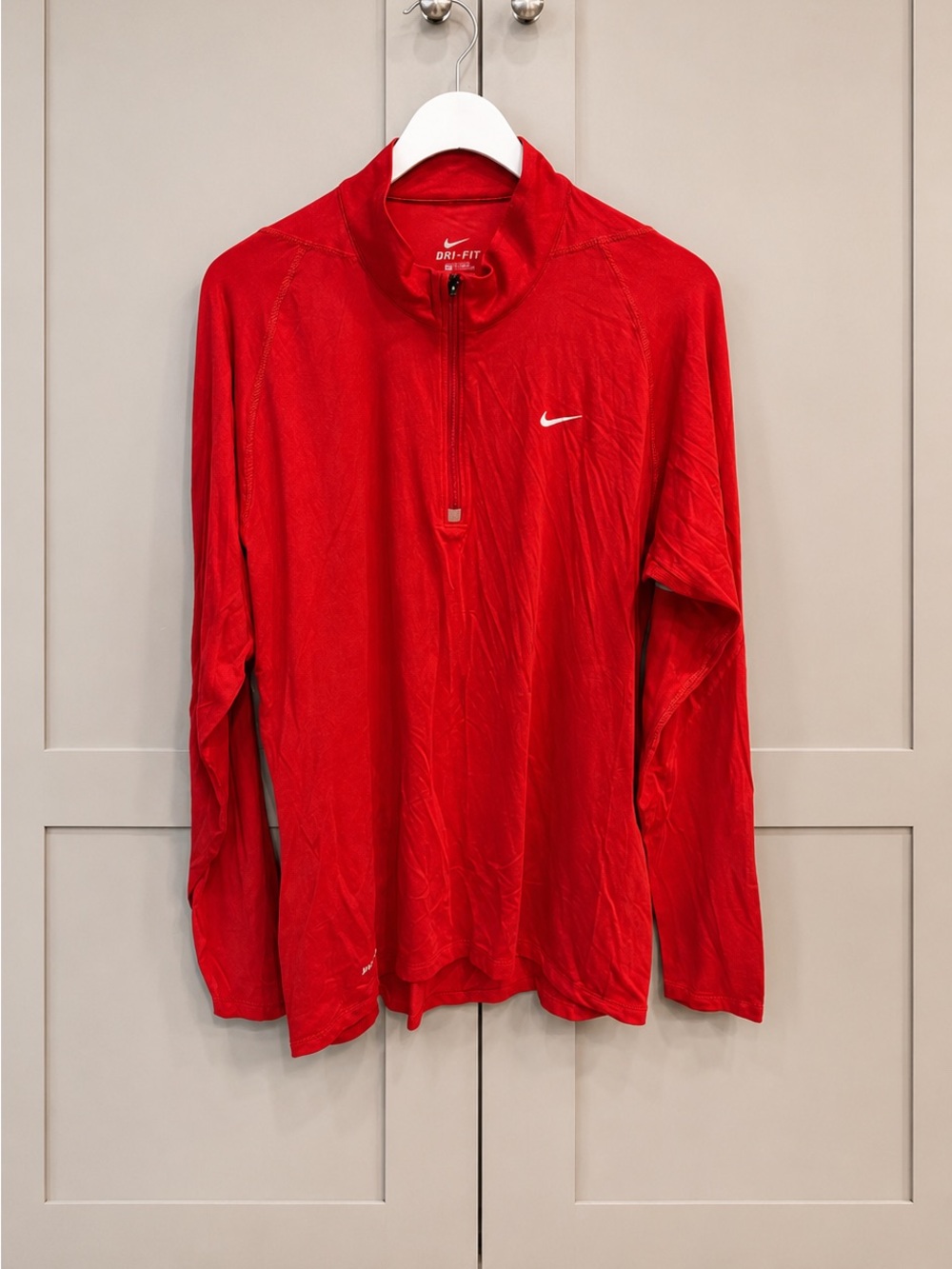 Nike Red Dri-FIT Quarter Zip Performance Top Woman L
